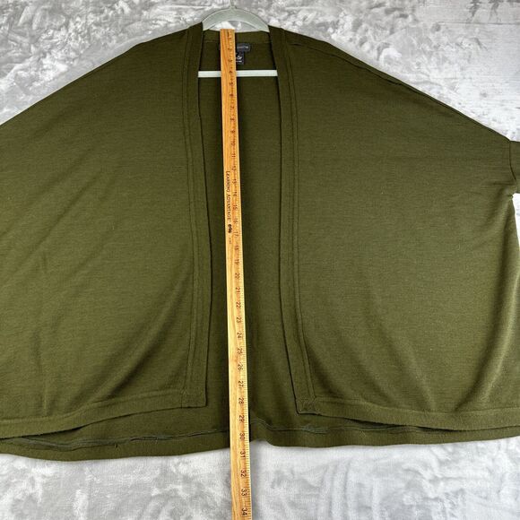 Andrea Jovine 100% Wool Cardigan ONE SIZE Dark Green Drop Shoulder Slouchy(0995) - Picture 12 of 14